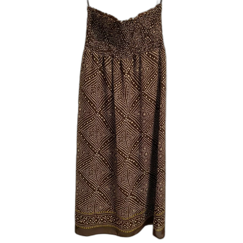 MSK Dillard's 12 Brown Maxi Spaghetti Strap Tank Dress with Waffle Chest Fit